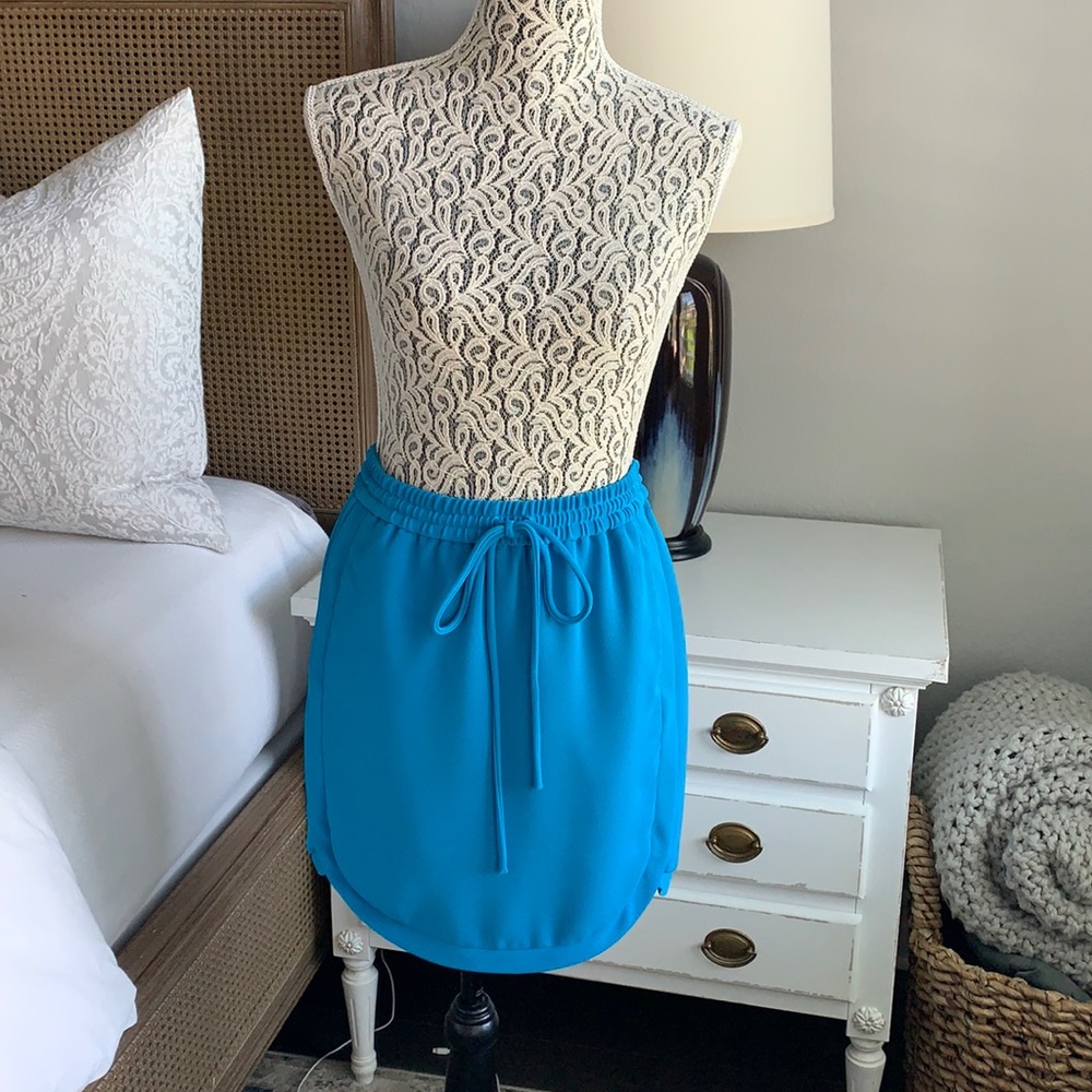 J. Crew Bright Turquoise Drawstring Mini Skirt